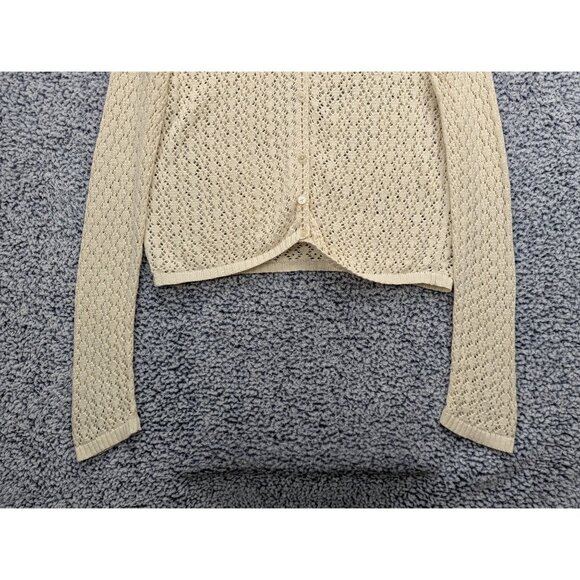 VTG Old Navy Crochet Cardigan Size L Boho Fisherman 90s Y2K Fairy Preppy Cream - Picture 4 of 12